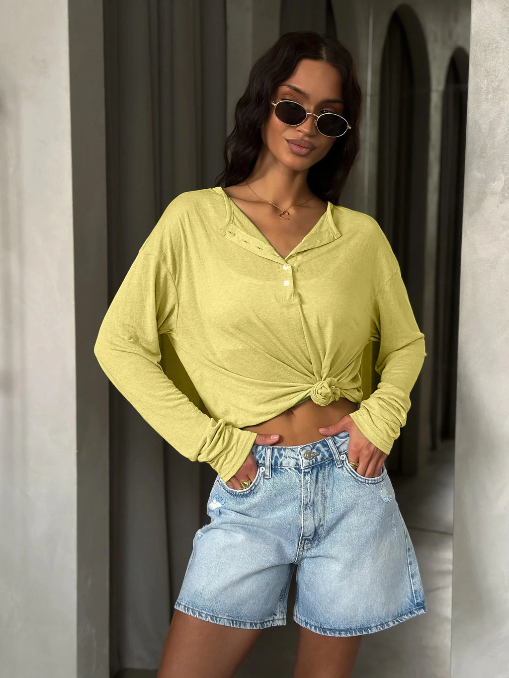 Hirsionsan Basic soft  T-Shirts Women Summer Long Sleeves