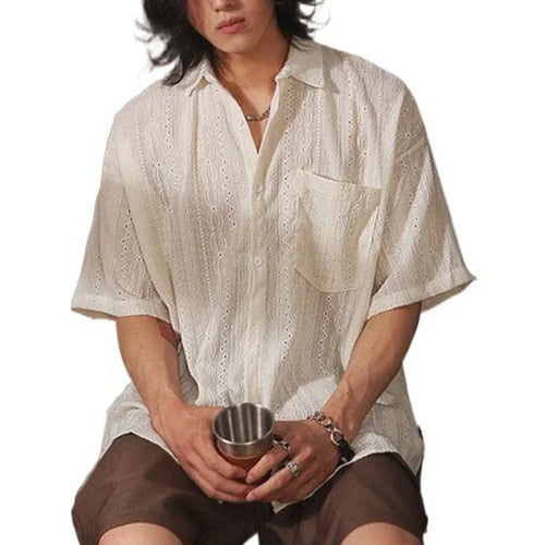 Mens Japanese Retro Loose Shirt