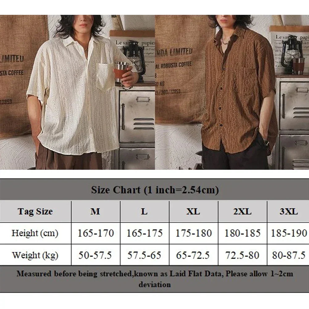 Mens Japanese Retro Loose Shirt