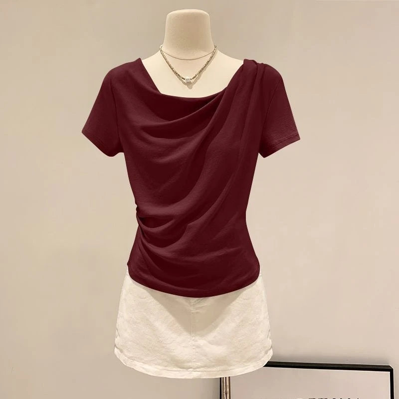Summer Off Shoulder Top Women Versatile Base Shirt