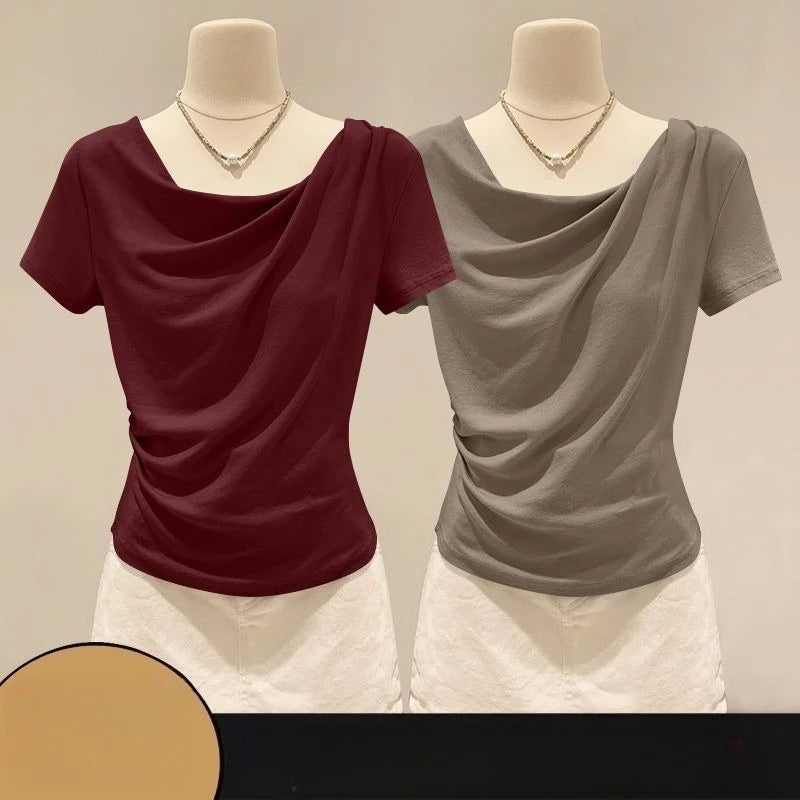 Summer Off Shoulder Top Women Versatile Base Shirt
