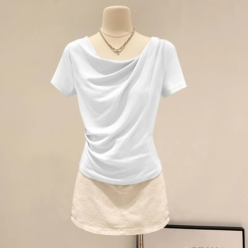 Summer Off Shoulder Top Women Versatile Base Shirt