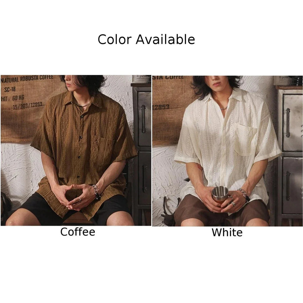 Mens Japanese Retro Loose Shirt