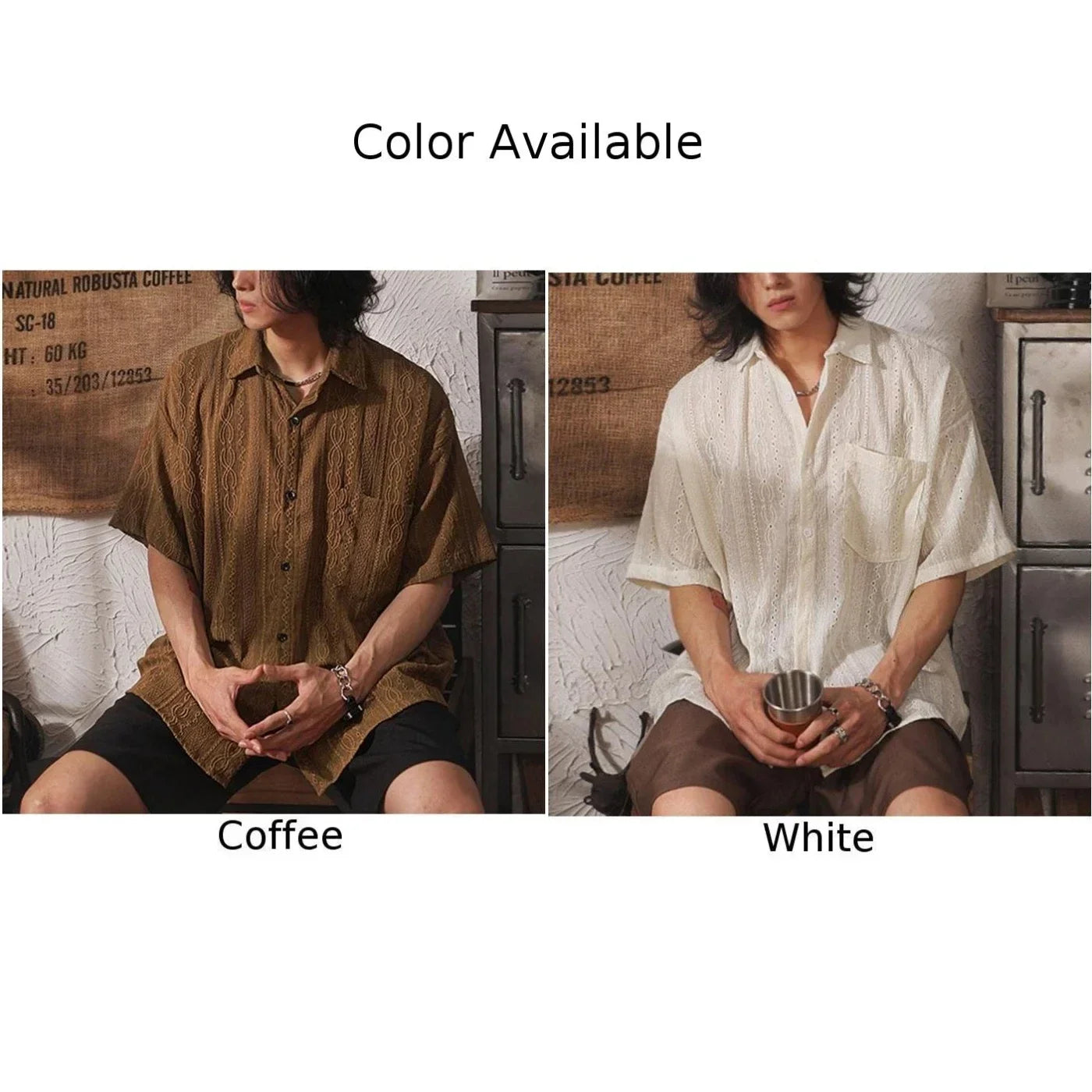 Mens Japanese Retro Loose Shirt
